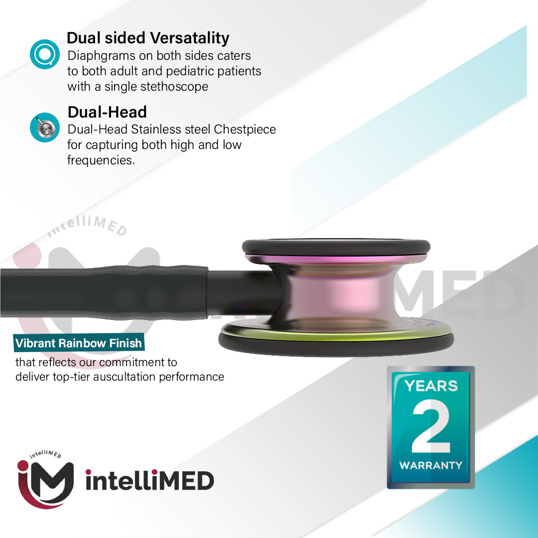 intelliMED ProCardio Stethoscope, Vibrant Rainbow Edition, Stethoscope with Refined sound, sensitivity & Clarity, 2 Years Warranty