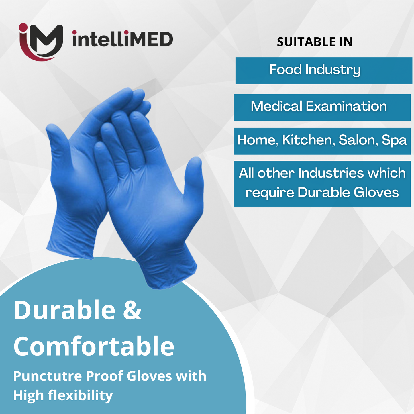 intelliMED Powder Free Nitirle Exam Gloves ( Blue Color )