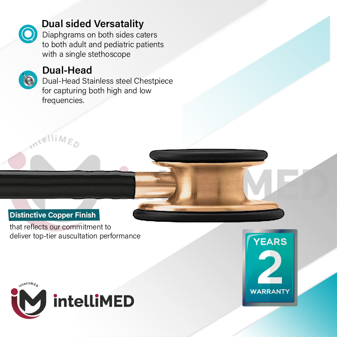 intelliMED ProCardio Stethoscope, Distinctive Copper Edition, Stethoscope with Refined sound, sensitivity & Clarity, 2 Years Warranty