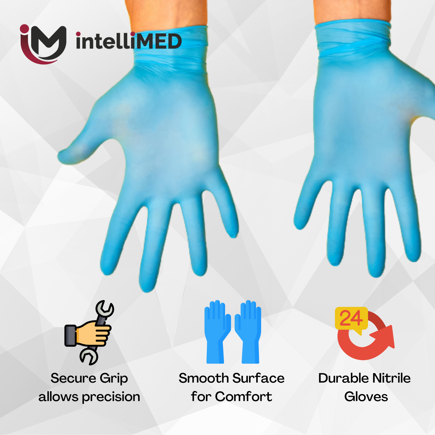 intelliMED Powder Free Nitirle Exam Gloves ( Blue Color )
