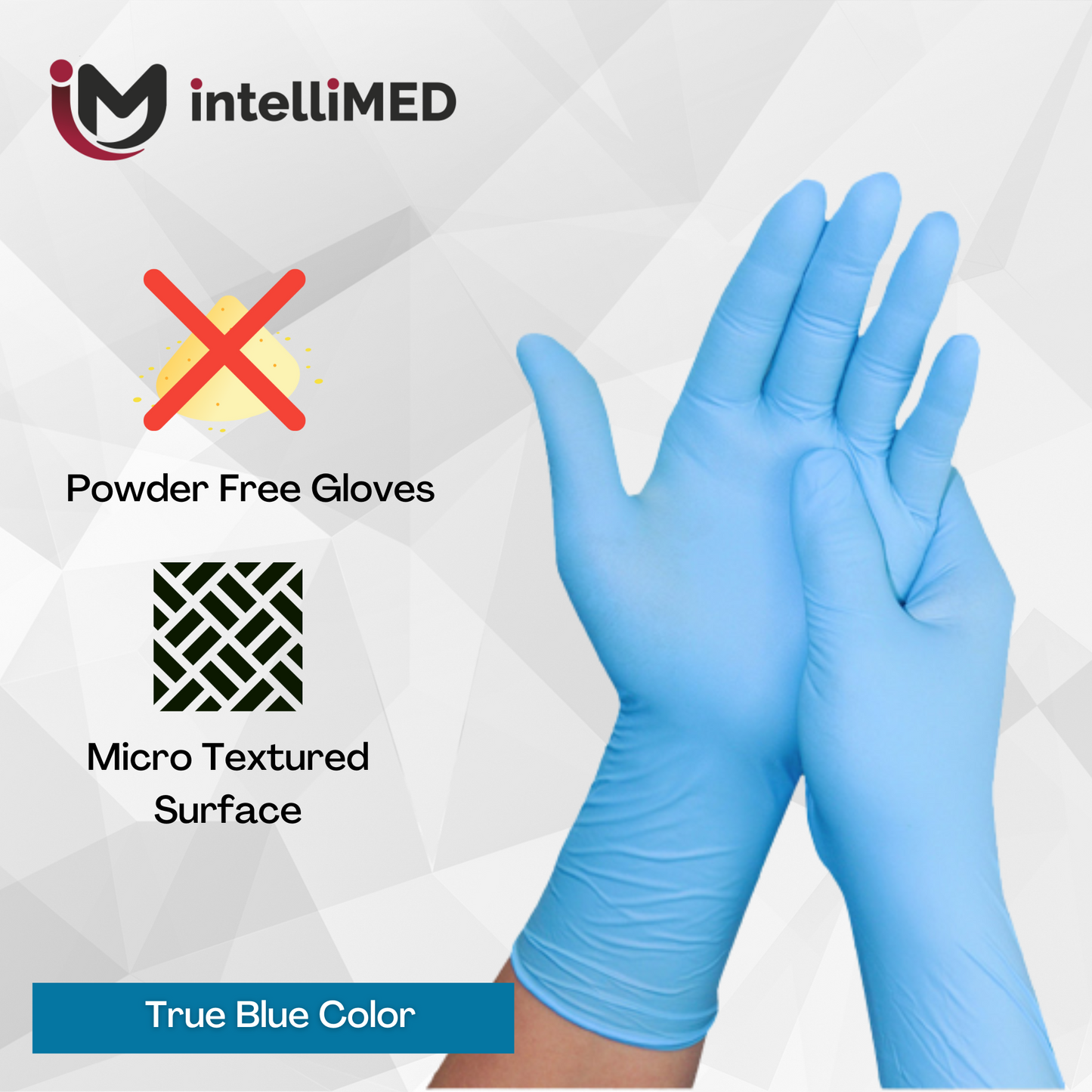 intelliMED Powder Free Nitirle Exam Gloves ( Blue Color )
