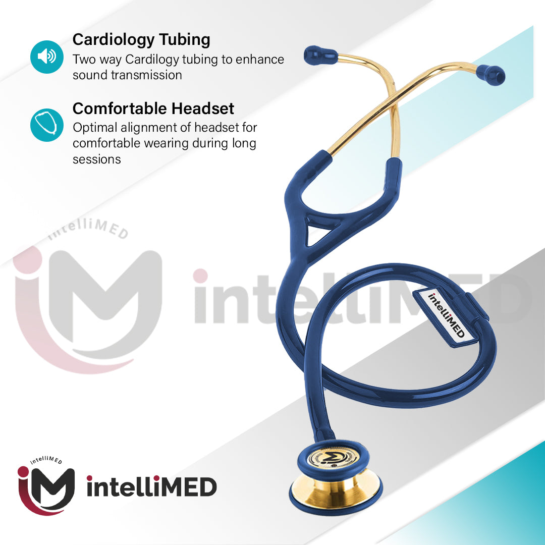 intelliMED ProCardio Stethoscope, French Gold Edition, Stethoscope with Refined sound, sensitivity & Clarity, 2 Years Warranty