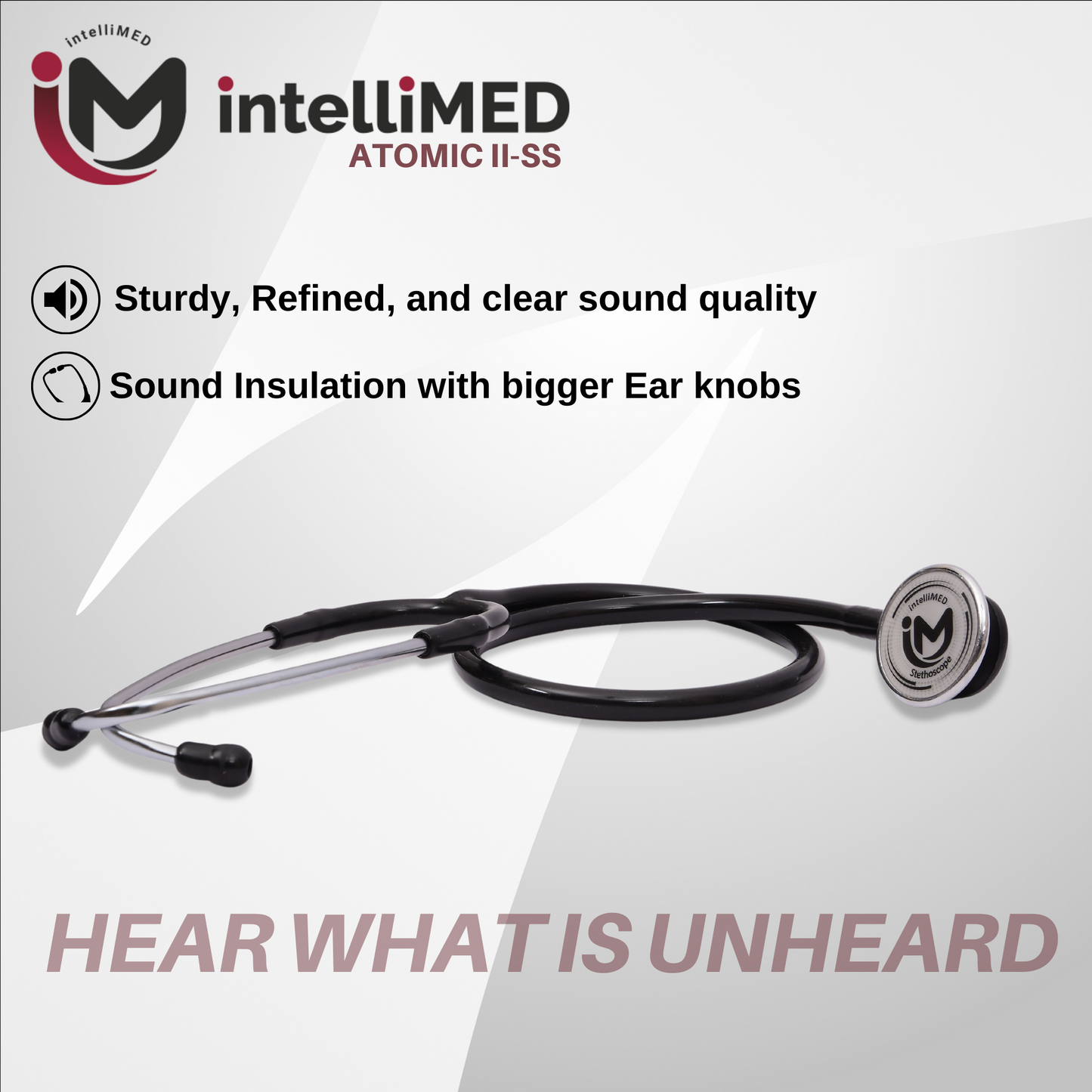 intelliMED Atomic II-SS Stethoscope, Dual head Stainless Steel Stethoscope with enhanced acoustic Clarity, 1 Year Warranty