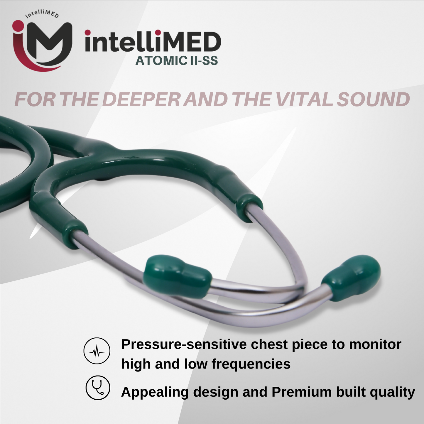 intelliMED Atomic II-SS Stethoscope, Dual head Stainless Steel Stethoscope with enhanced acoustic Clarity, 1 Year Warranty