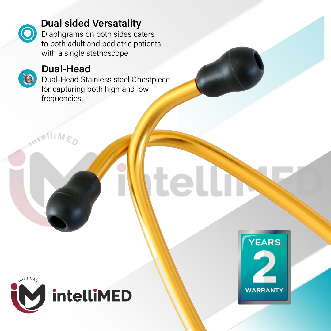 intelliMED ProCardio Stethoscope, French Gold Edition, Stethoscope with Refined sound, sensitivity & Clarity, 2 Years Warranty