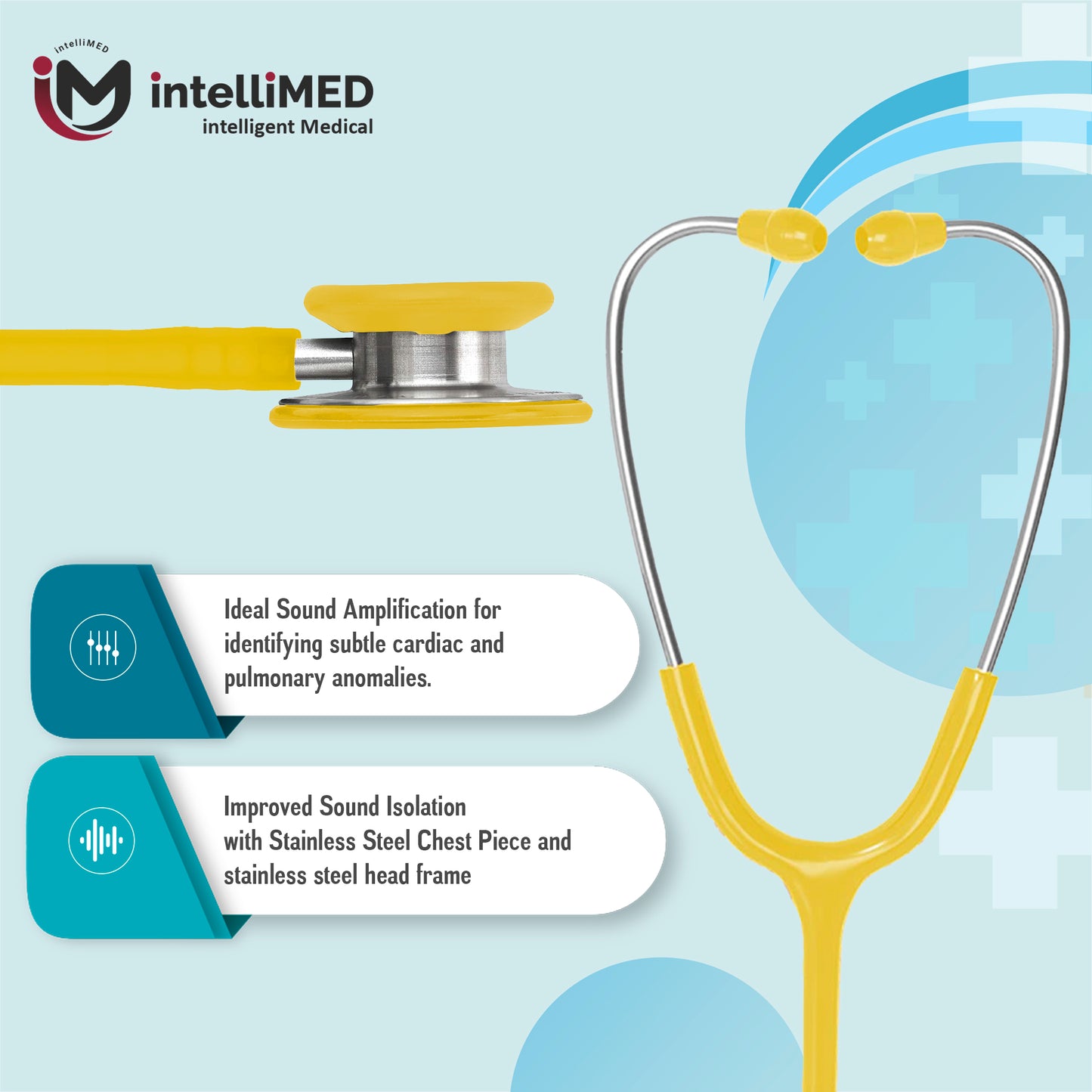 intelliMED Evolv II Stainess Steel Stethoscope with enhanced acoustic Clarity, 1 Year Warranty