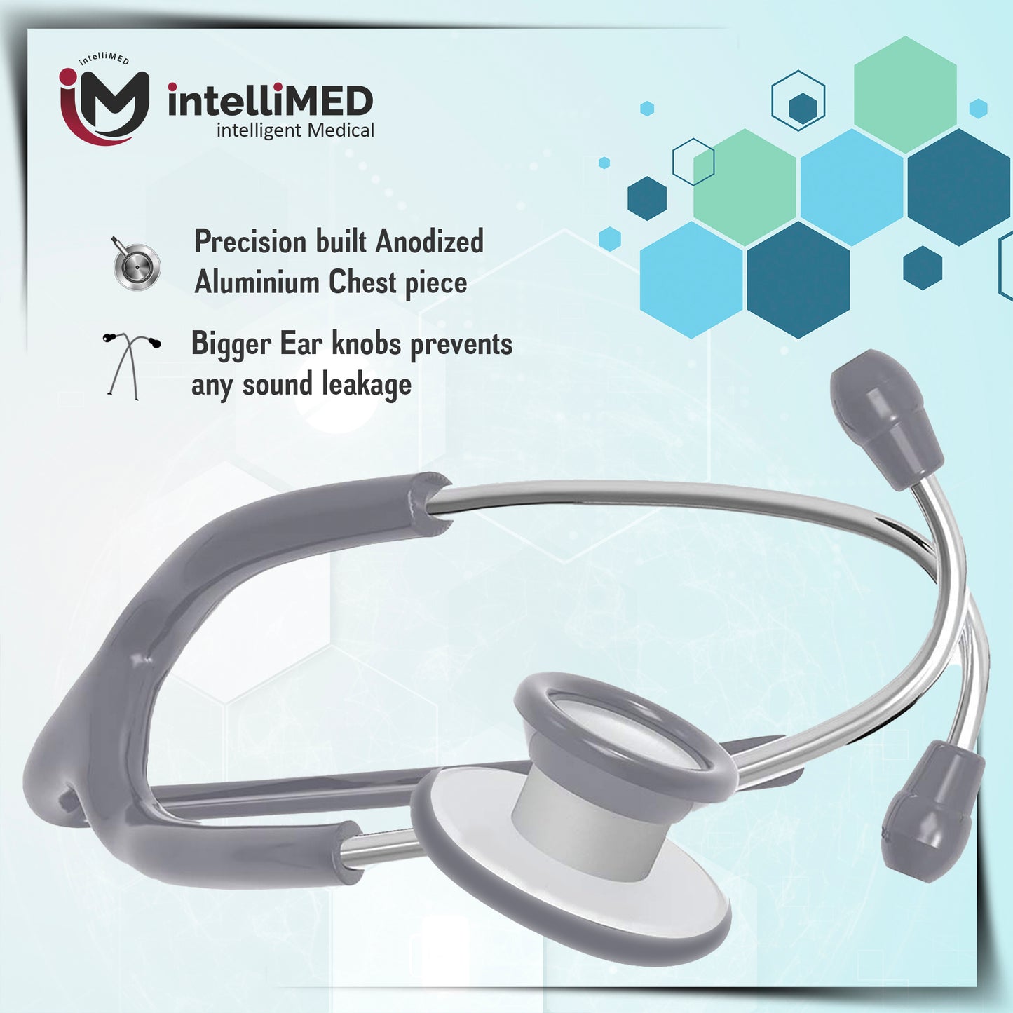 intelliMED Practitioner's Stethoscope, Featherweight Acoustic Stethoscope, 1 Year Warranty