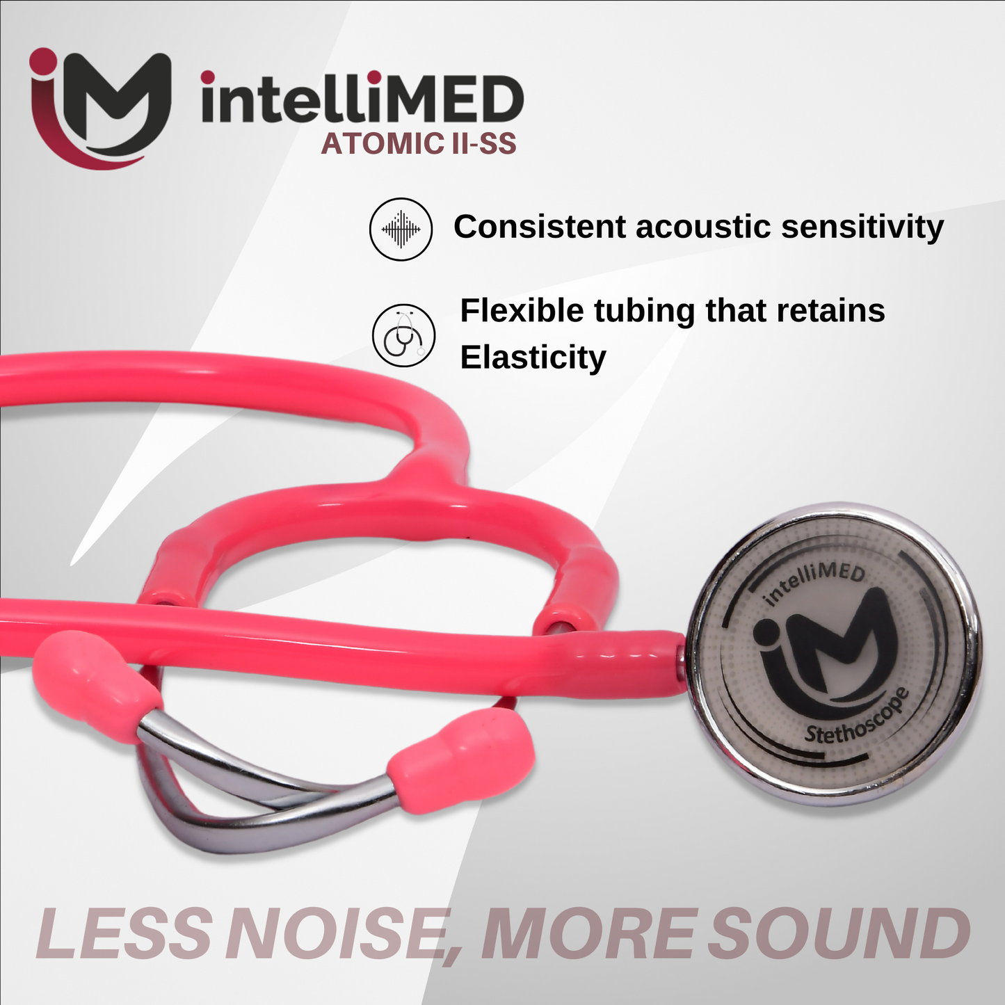 intelliMED Atomic II-SS Stethoscope, Dual head Stainless Steel Stethoscope with enhanced acoustic Clarity, 1 Year Warranty