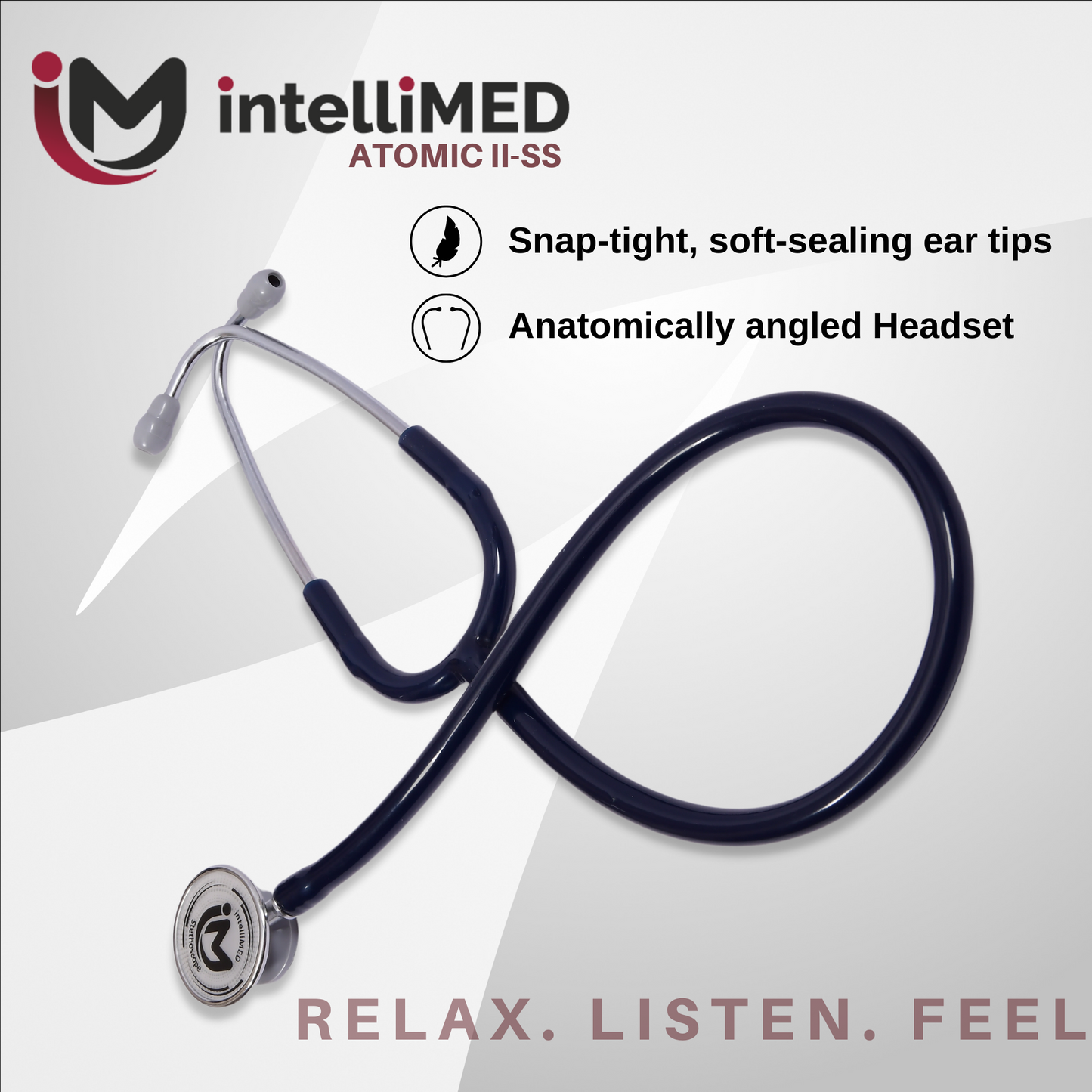 intelliMED Atomic II-SS Stethoscope, Dual head Stainless Steel Stethoscope with enhanced acoustic Clarity, 1 Year Warranty