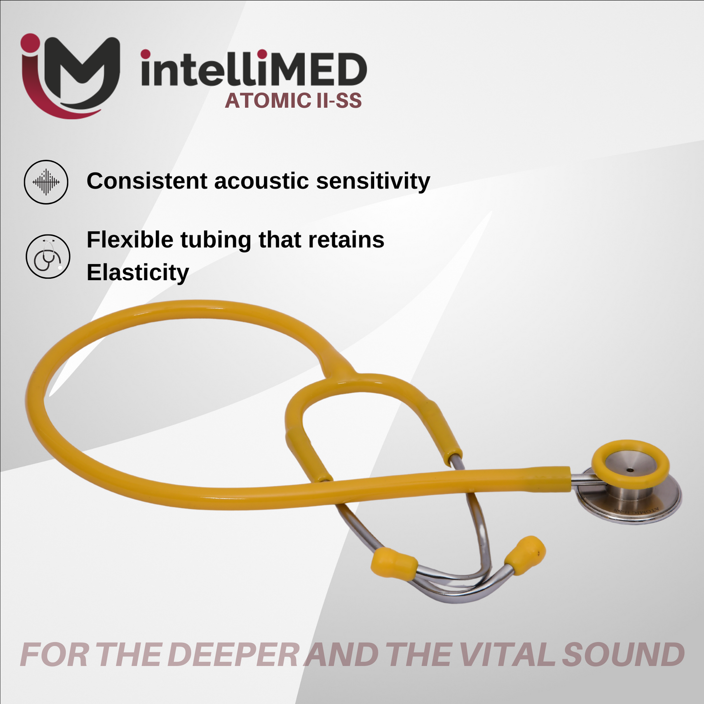 intelliMED Atomic II-SS Stethoscope, Dual head Stainless Steel Stethoscope with enhanced acoustic Clarity, 1 Year Warranty