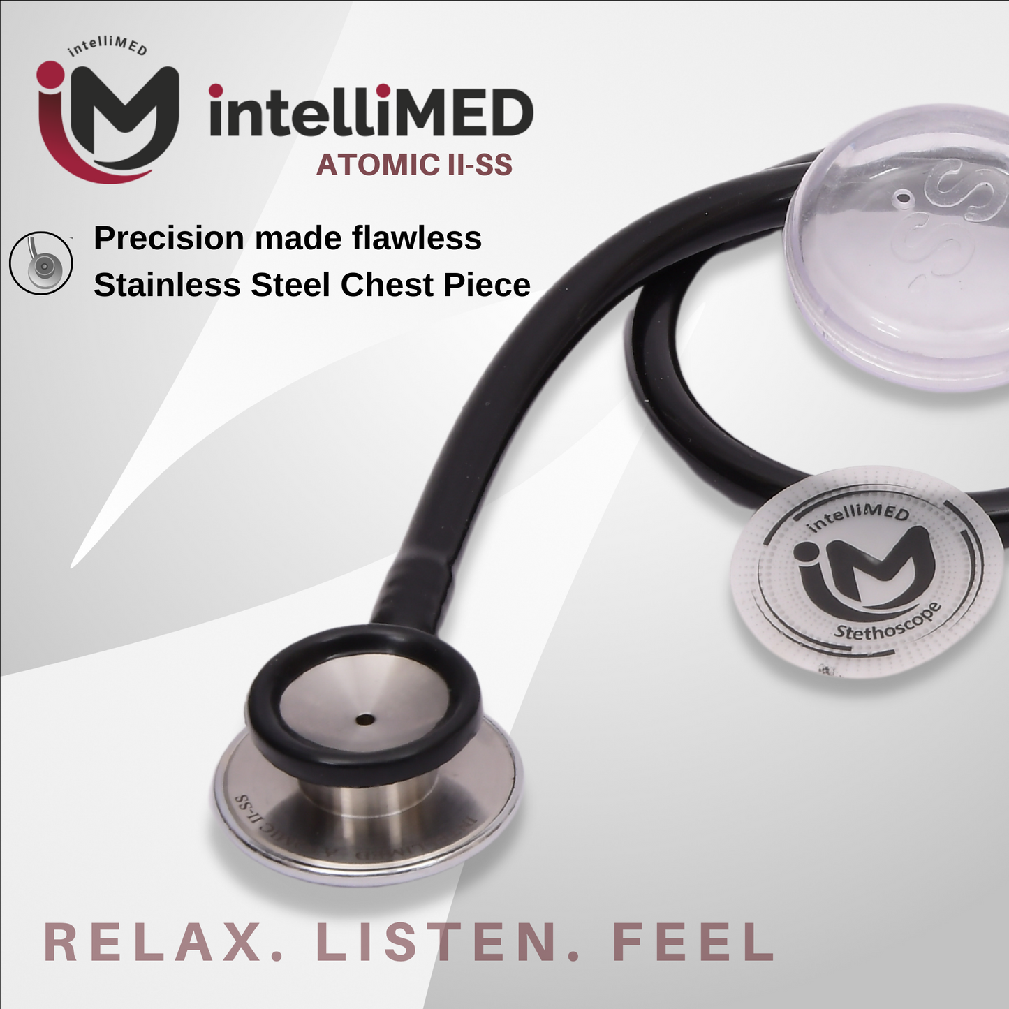 intelliMED Atomic II-SS Stethoscope, Dual head Stainless Steel Stethoscope with enhanced acoustic Clarity, 1 Year Warranty