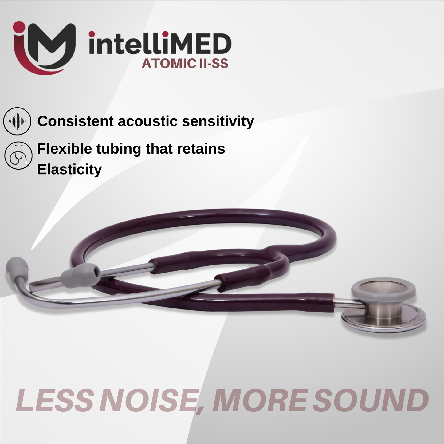 intelliMED Atomic II-SS Stethoscope, Dual head Stainless Steel Stethoscope with enhanced acoustic Clarity, 1 Year Warranty