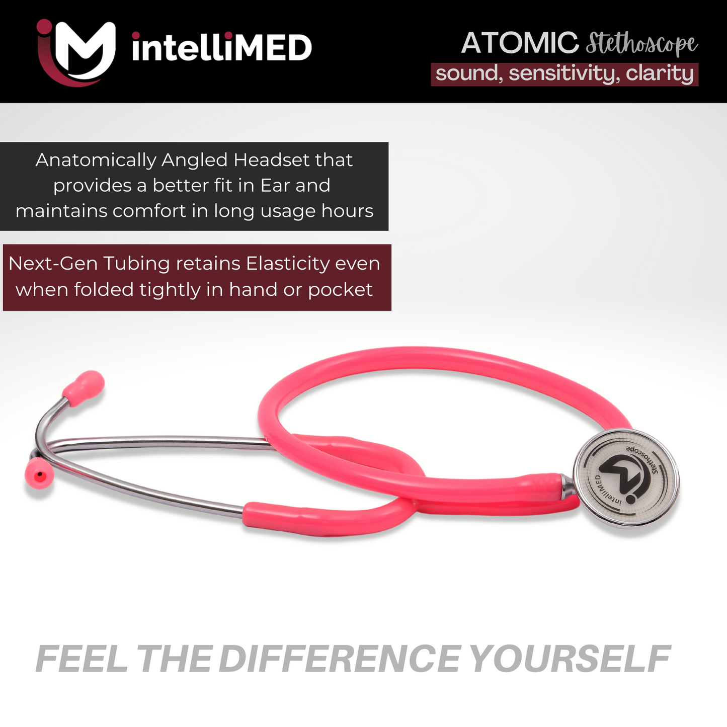 intelliMED Atomic A.L. Stethoscope with Optimal Sound Amplification , 1 Year Warranty