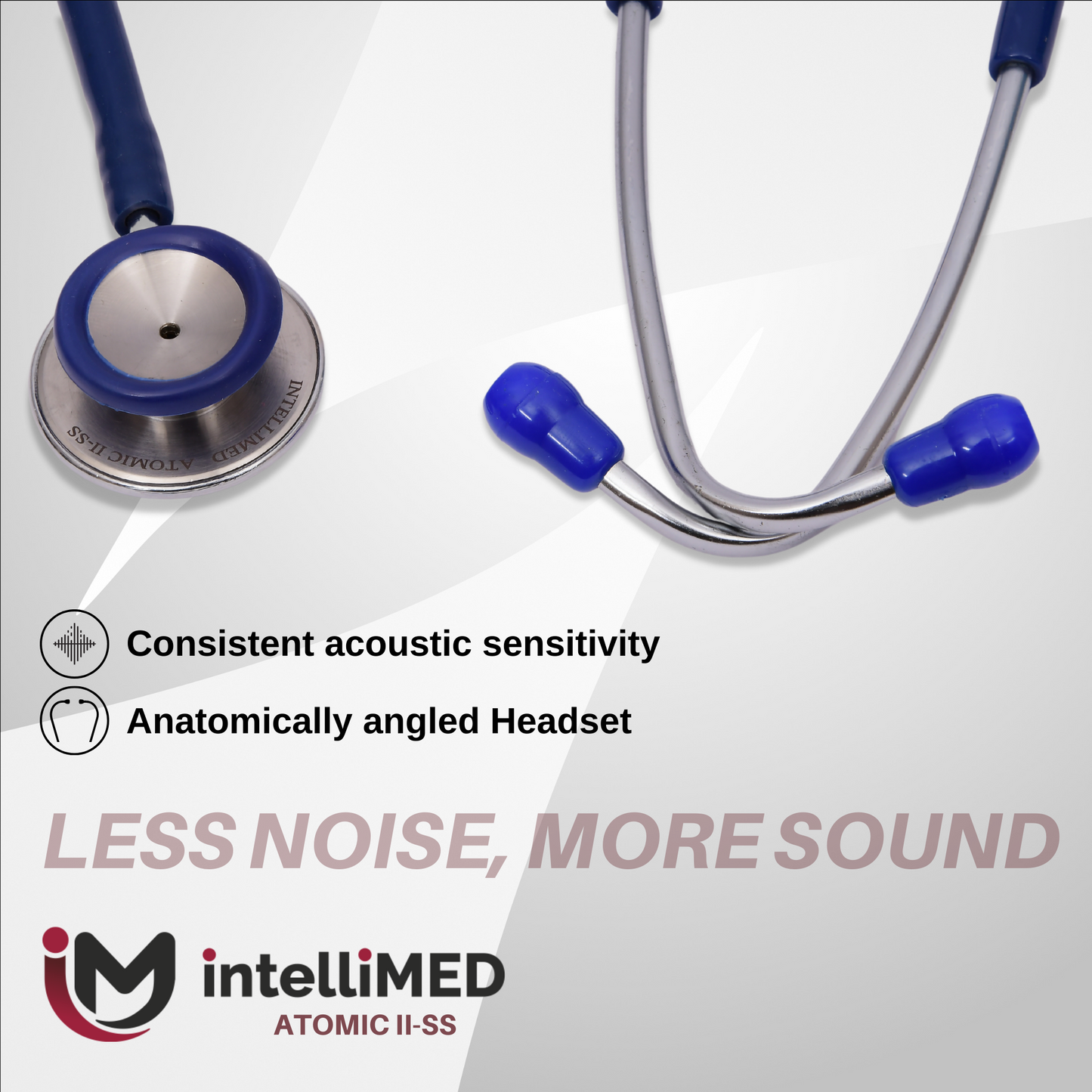intelliMED Atomic II-SS Stethoscope, Dual head Stainless Steel Stethoscope with enhanced acoustic Clarity, 1 Year Warranty