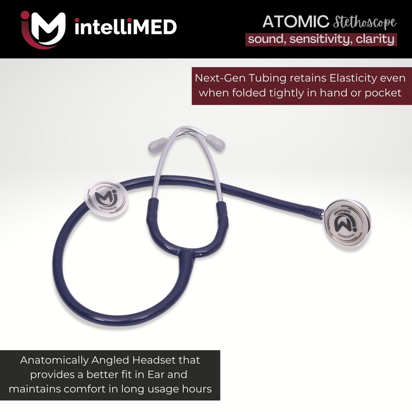 intelliMED Atomic A.L. Stethoscope with Optimal Sound Amplification , 1 Year Warranty