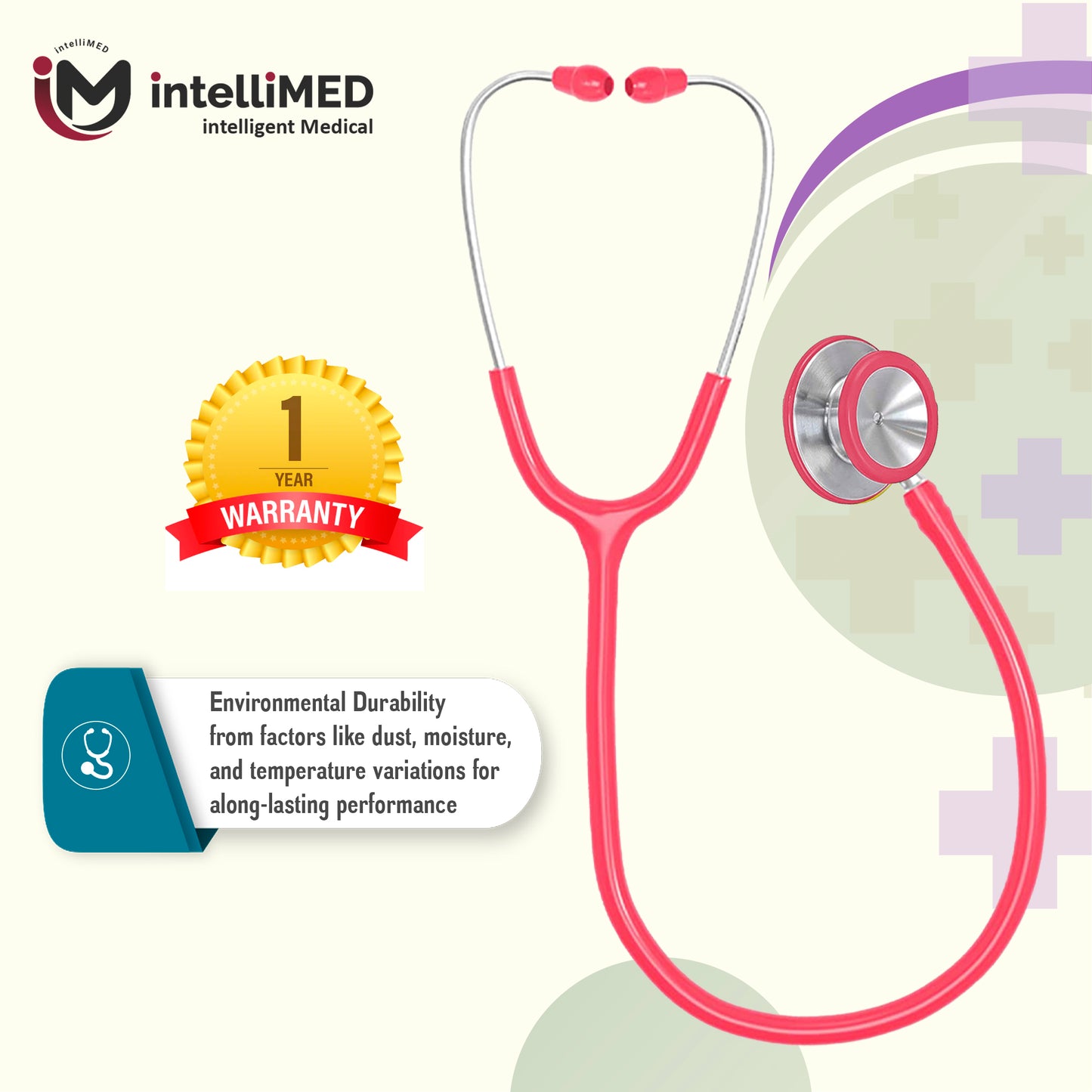 intelliMED Evolv II Stainess Steel Stethoscope with enhanced acoustic Clarity, 1 Year Warranty