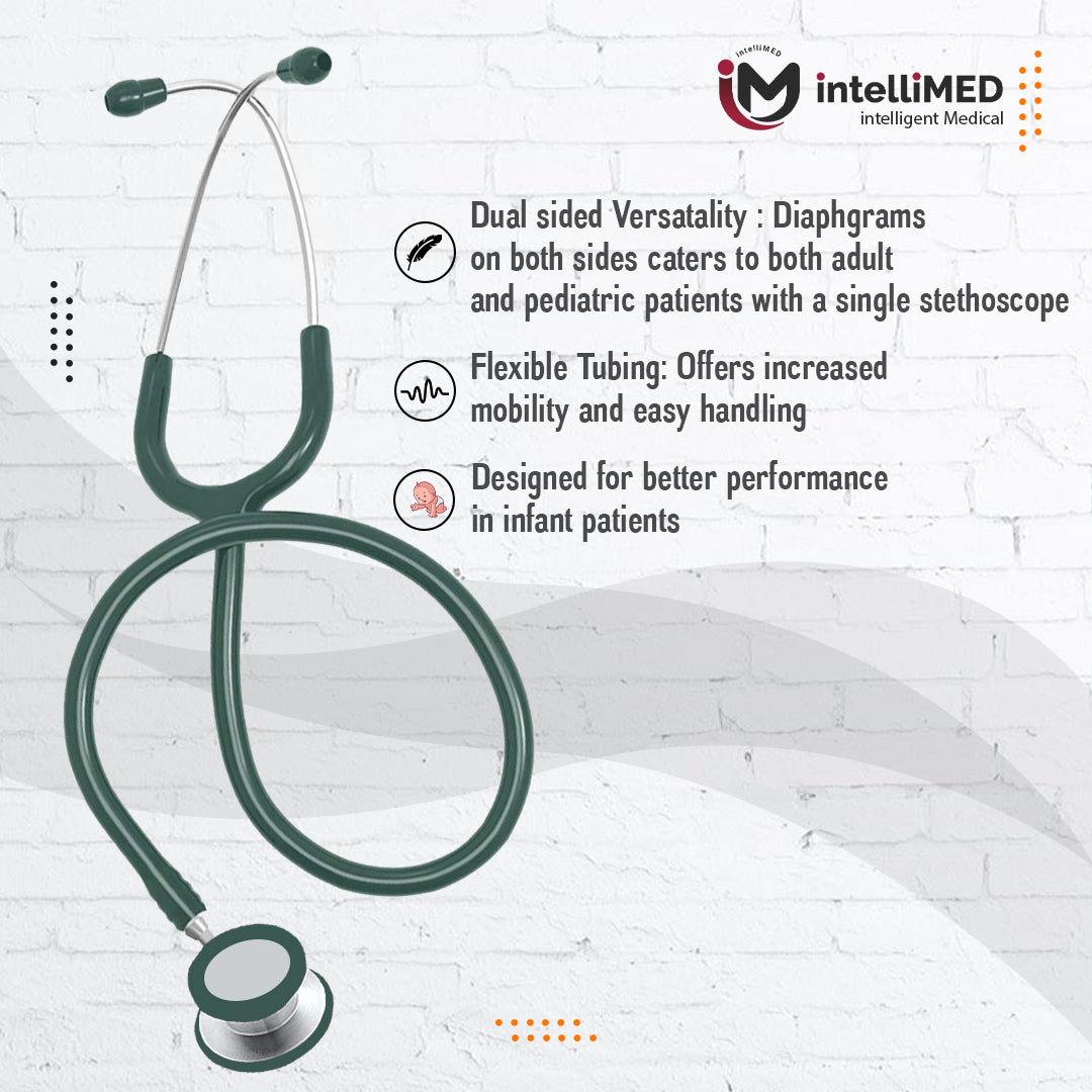 intelliMED Ultra Pediatric & Neonatal Stethoscope, Stainless steel dual head stethoscope for Pediatric & Infant, 1 Year Warranty
