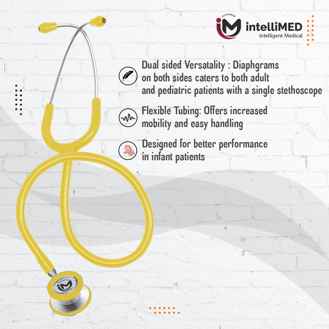intelliMED Ultra Pediatric & Neonatal Stethoscope, Stainless steel dual head stethoscope for Pediatric & Infant, 1 Year Warranty