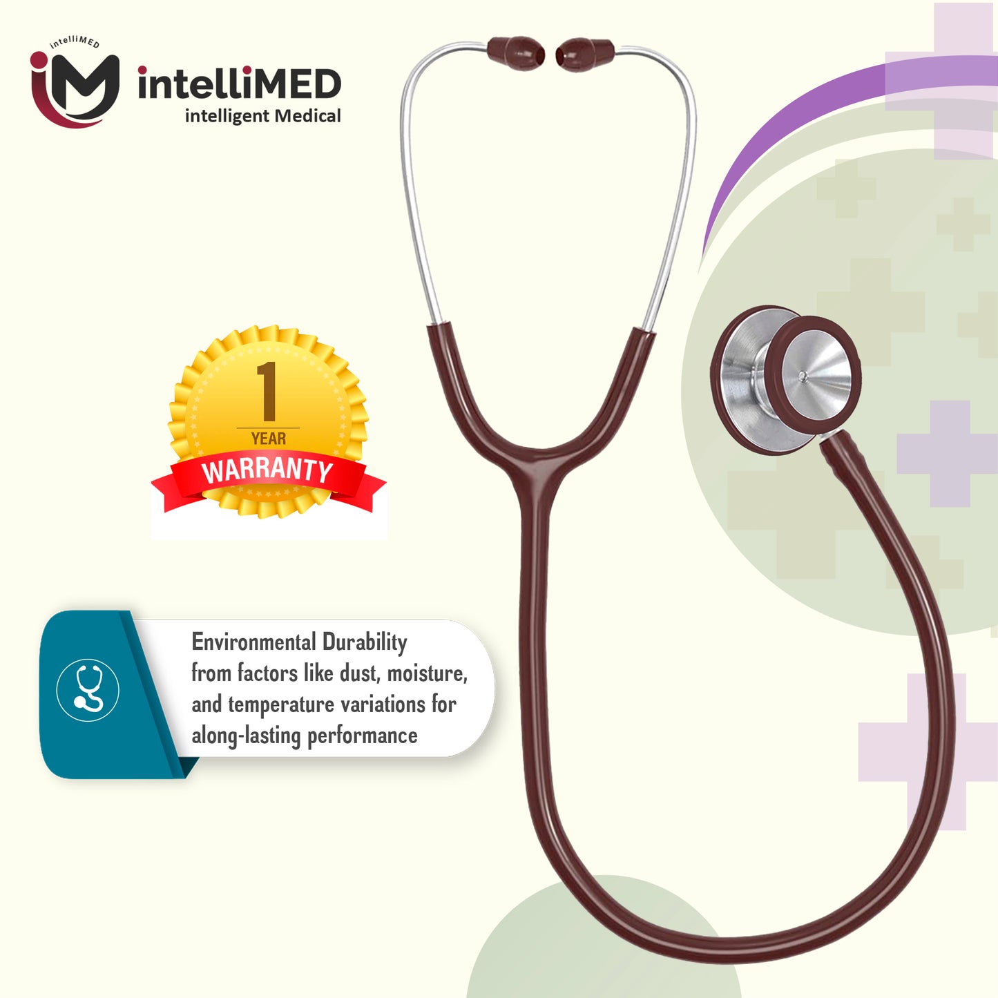 intelliMED Evolv II Stainess Steel Stethoscope with enhanced acoustic Clarity, 1 Year Warranty