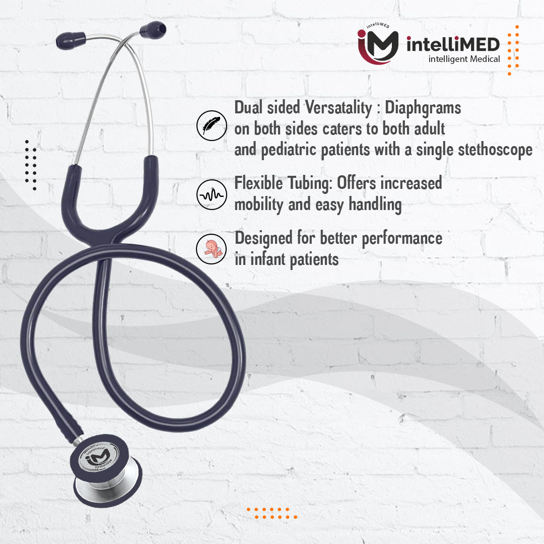 intelliMED Ultra Pediatric & Neonatal Stethoscope, Stainless steel dual head stethoscope for Pediatric & Infant, 1 Year Warranty