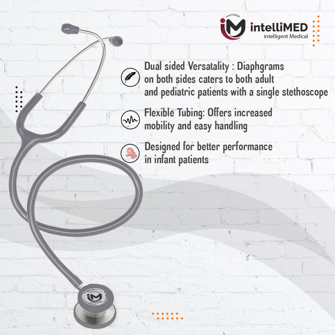 intelliMED Ultra Pediatric & Neonatal Stethoscope, Stainless steel dual head stethoscope for Pediatric & Infant, 1 Year Warranty