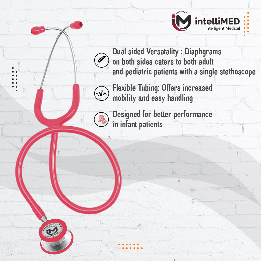 intelliMED Ultra Pediatric & Neonatal Stethoscope, Stainless steel dual head stethoscope for Pediatric & Infant, 1 Year Warranty