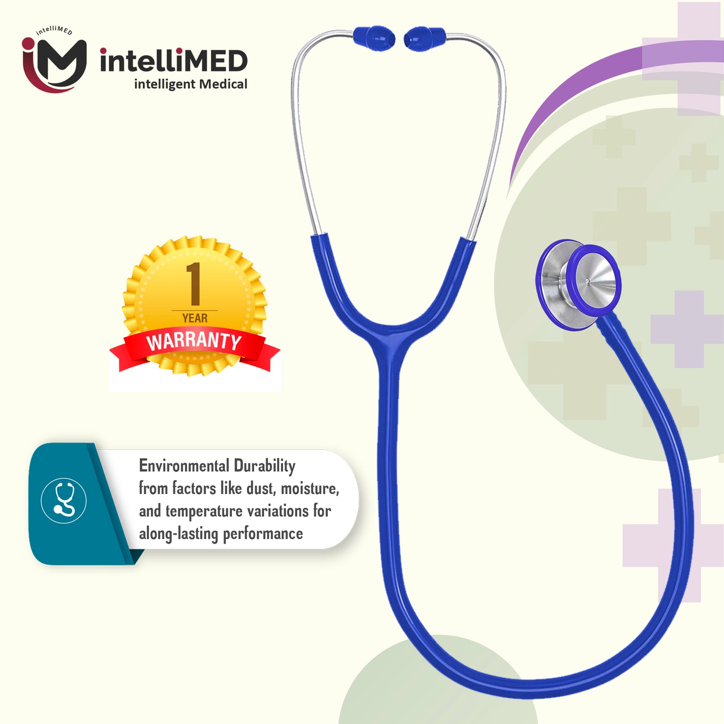 intelliMED Evolv II Stainess Steel Stethoscope with enhanced acoustic Clarity, 1 Year Warranty
