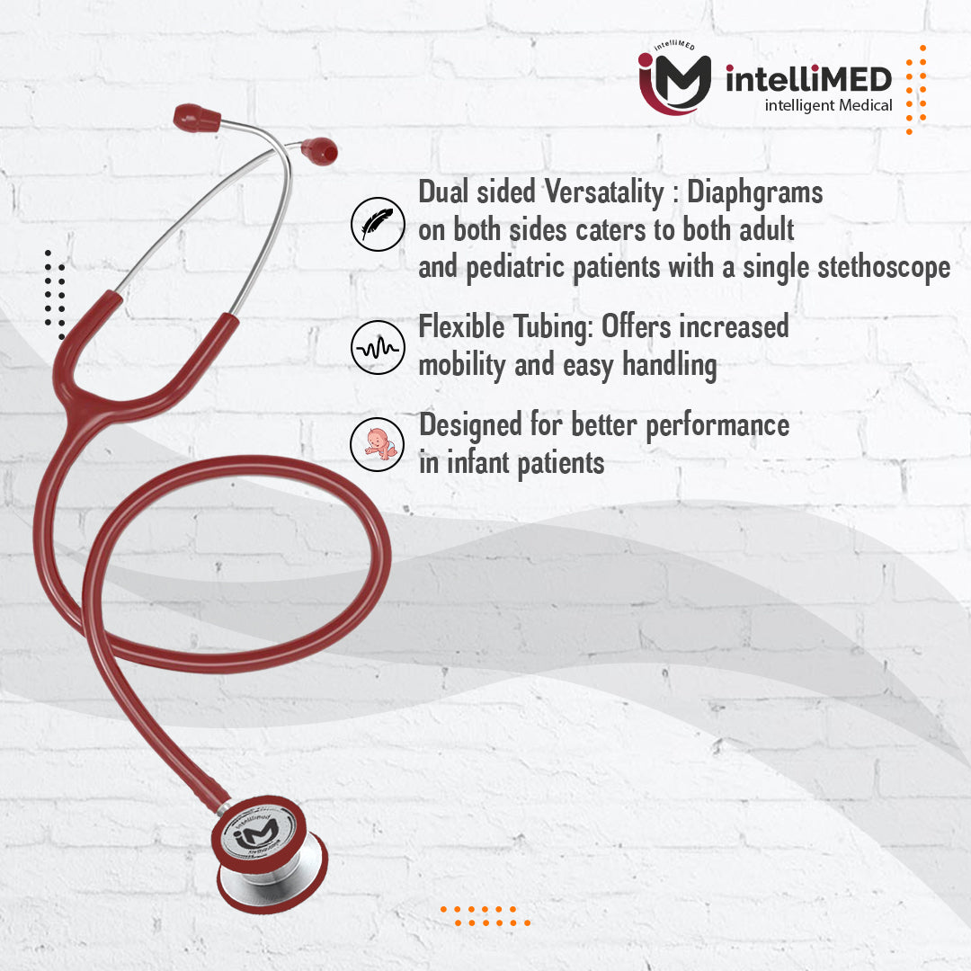intelliMED Ultra Pediatric & Neonatal Stethoscope, Stainless steel dual head stethoscope for Pediatric & Infant, 1 Year Warranty