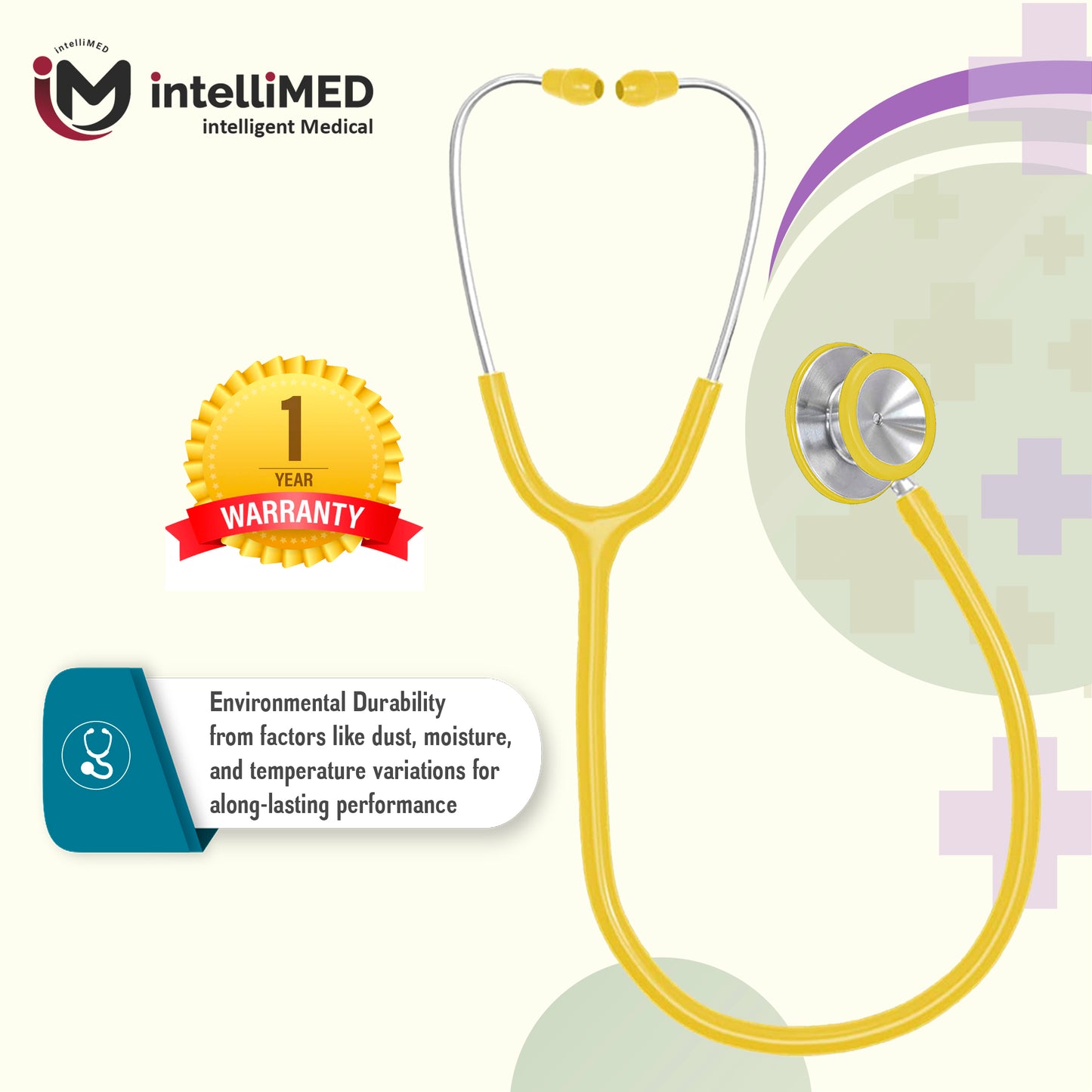 intelliMED Evolv II Stainess Steel Stethoscope with enhanced acoustic Clarity, 1 Year Warranty