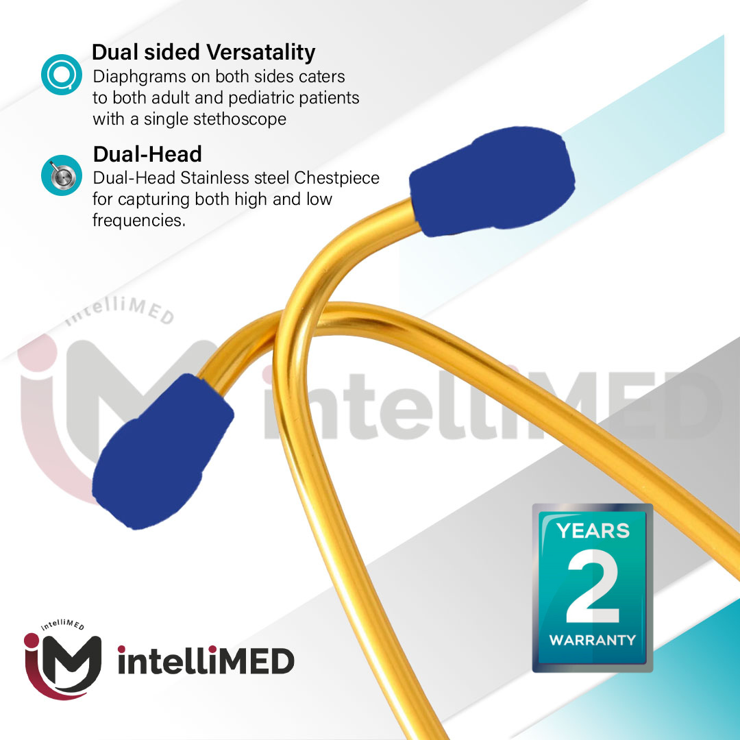 intelliMED ProCardio Stethoscope, French Gold Edition, Stethoscope with Refined sound, sensitivity & Clarity, 2 Years Warranty