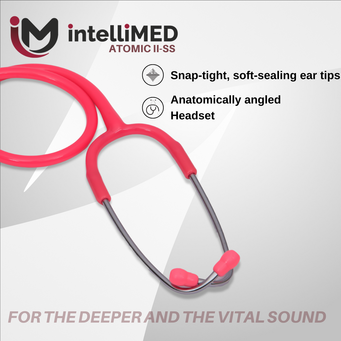 intelliMED Atomic II-SS Stethoscope, Dual head Stainless Steel Stethoscope with enhanced acoustic Clarity, 1 Year Warranty
