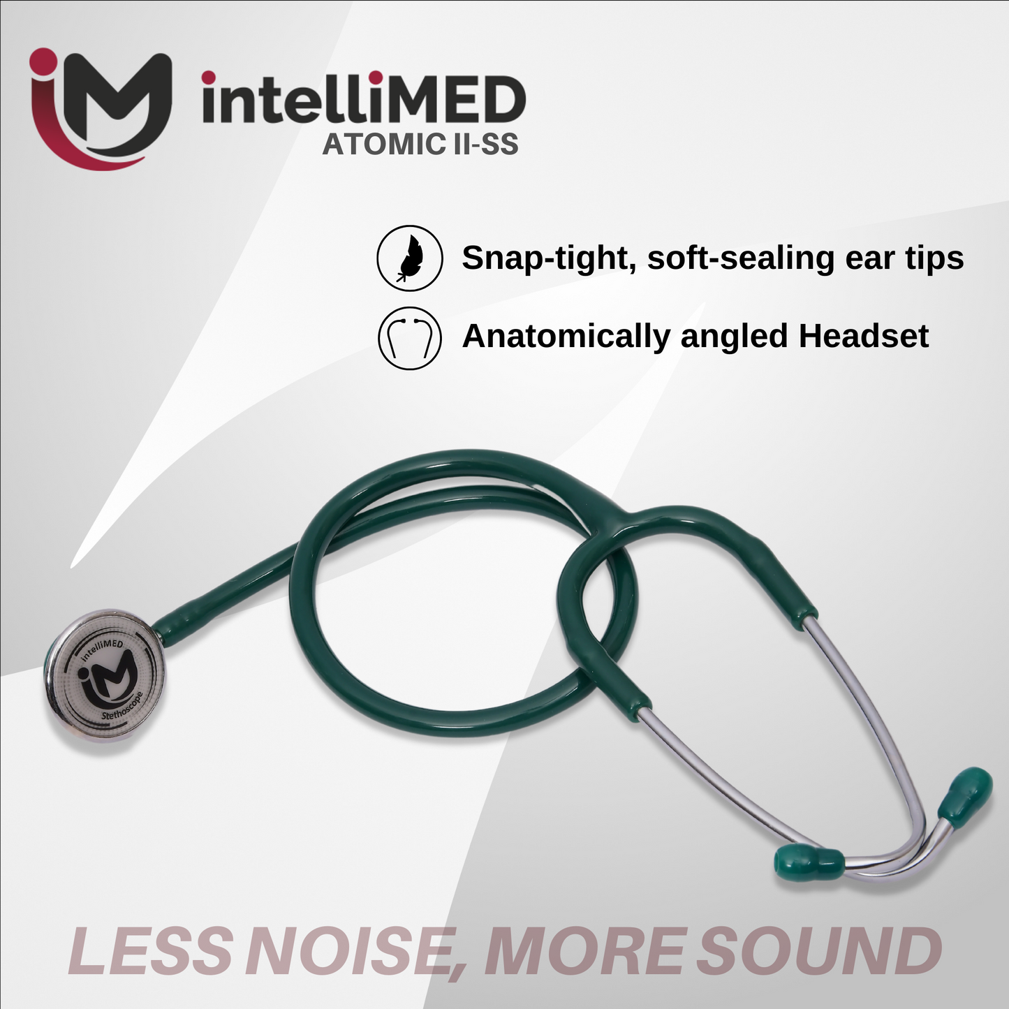 intelliMED Atomic II-SS Stethoscope, Dual head Stainless Steel Stethoscope with enhanced acoustic Clarity, 1 Year Warranty