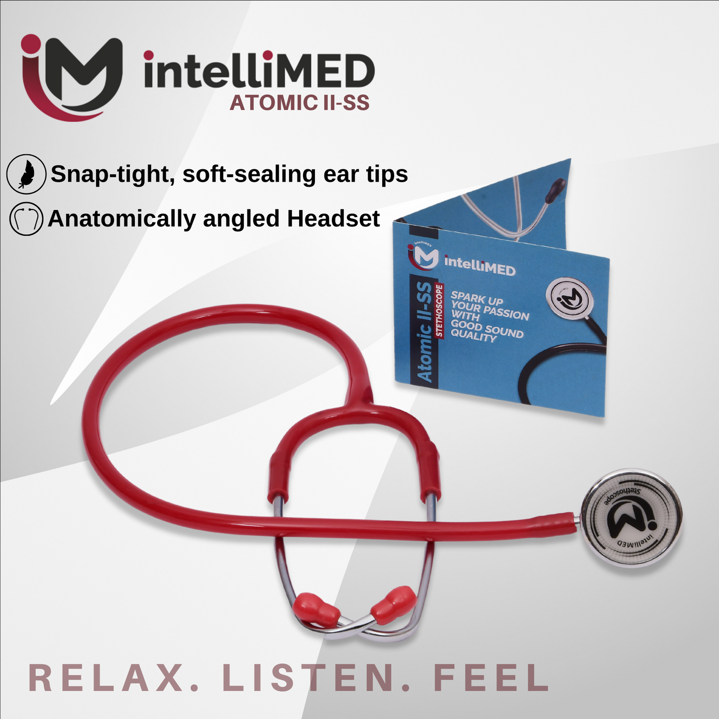 intelliMED Atomic II-SS Stethoscope, Dual head Stainless Steel Stethoscope with enhanced acoustic Clarity, 1 Year Warranty