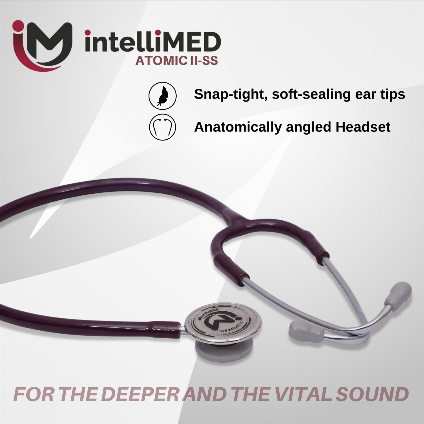intelliMED Atomic II-SS Stethoscope, Dual head Stainless Steel Stethoscope with enhanced acoustic Clarity, 1 Year Warranty