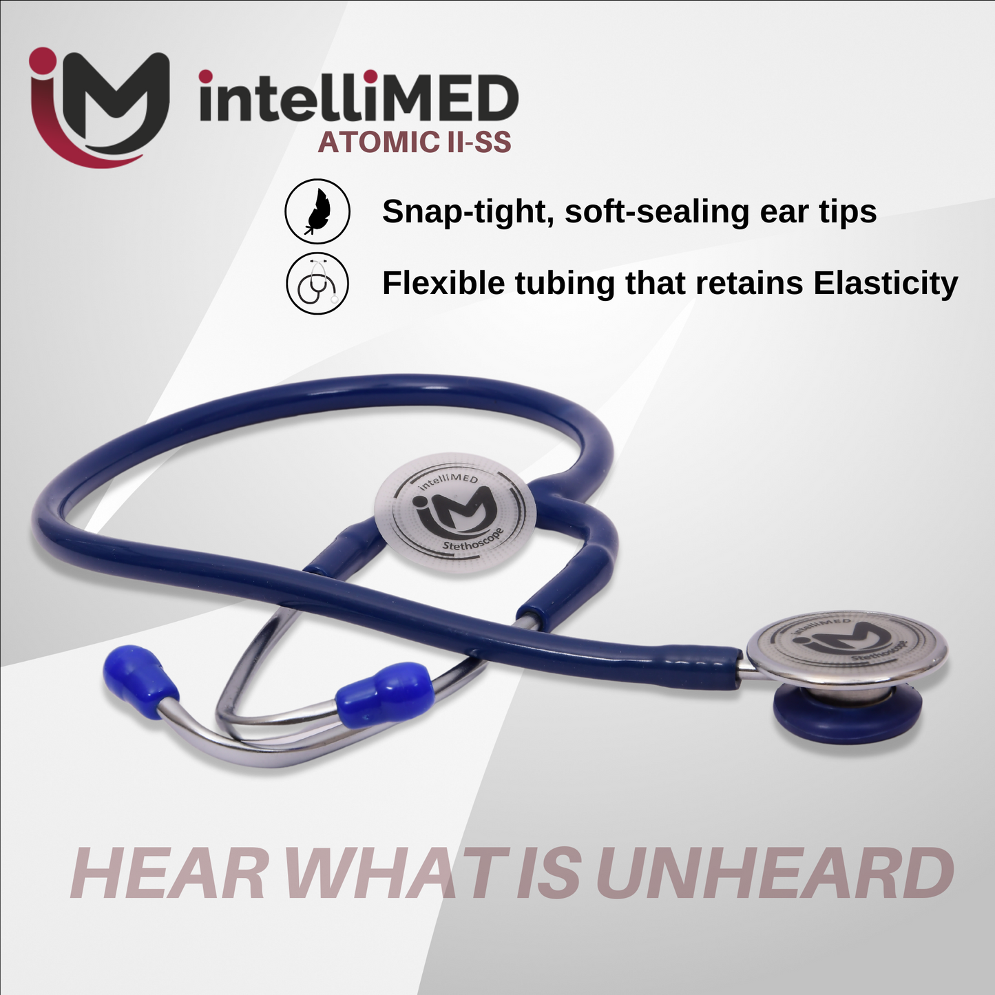 intelliMED Atomic II-SS Stethoscope, Dual head Stainless Steel Stethoscope with enhanced acoustic Clarity, 1 Year Warranty