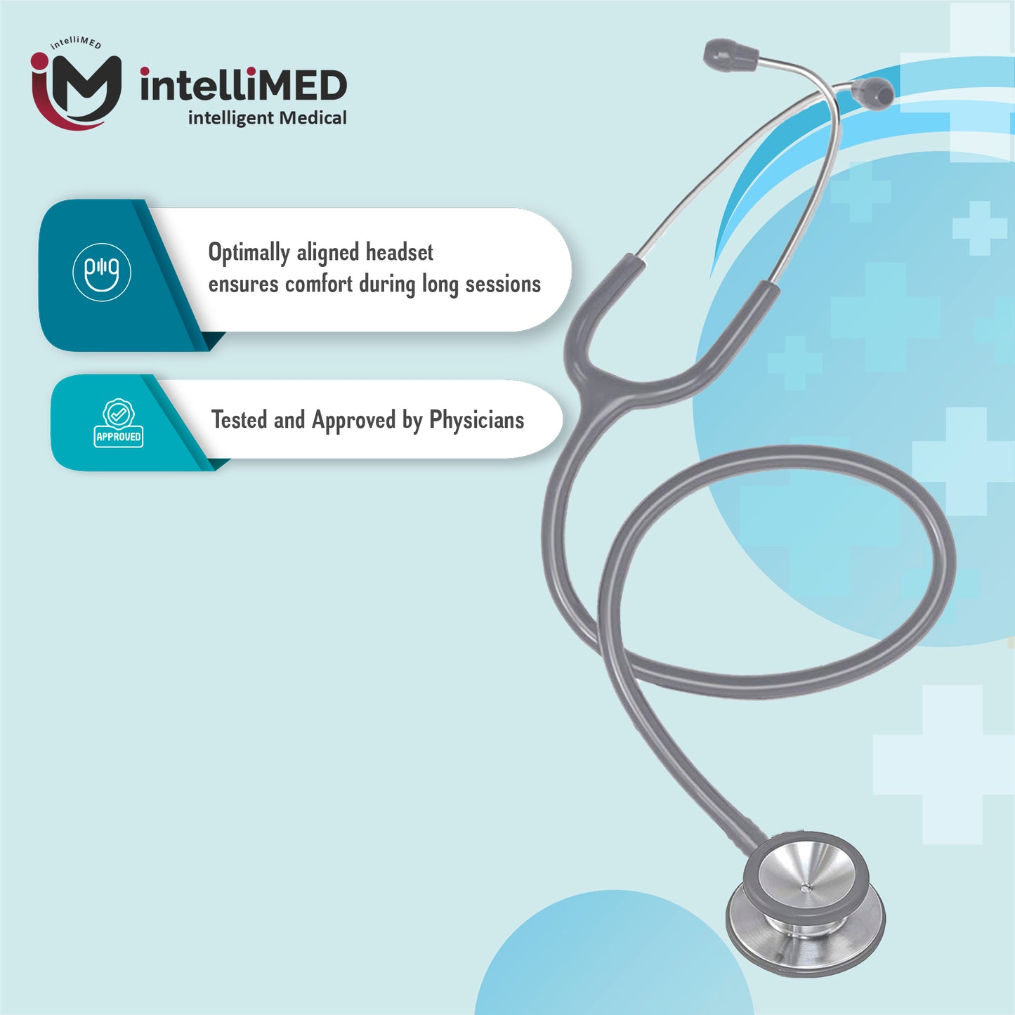 intelliMED Evolv II Stainess Steel Stethoscope with enhanced acoustic Clarity, 1 Year Warranty