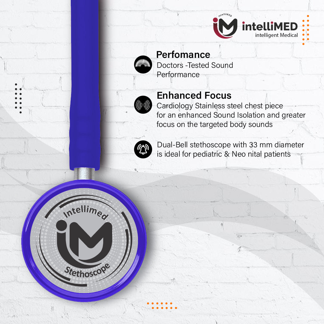 intelliMED Ultra Pediatric & Neonatal Stethoscope, Stainless steel dual head stethoscope for Pediatric & Infant, 1 Year Warranty