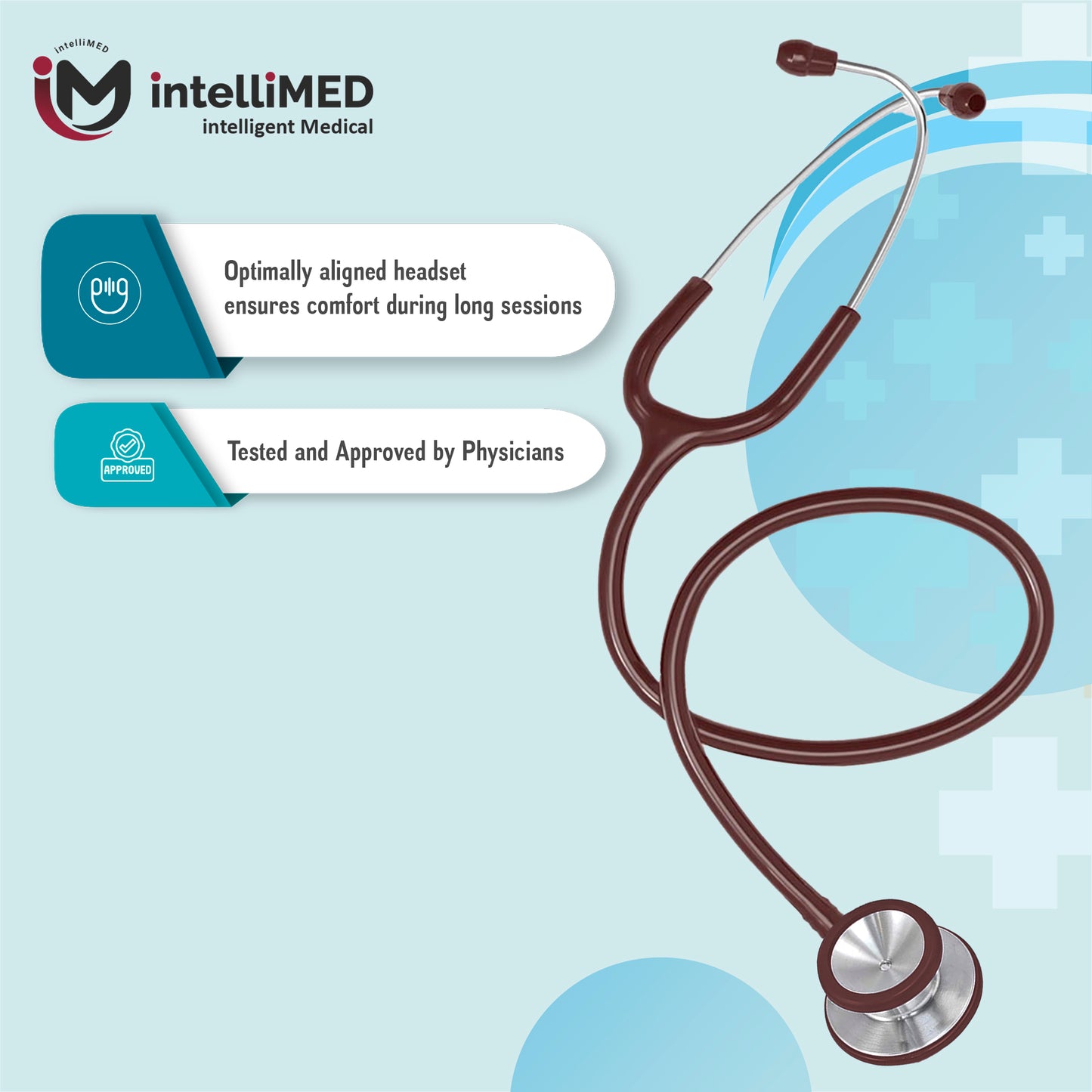 intelliMED Evolv II Stainess Steel Stethoscope with enhanced acoustic Clarity, 1 Year Warranty