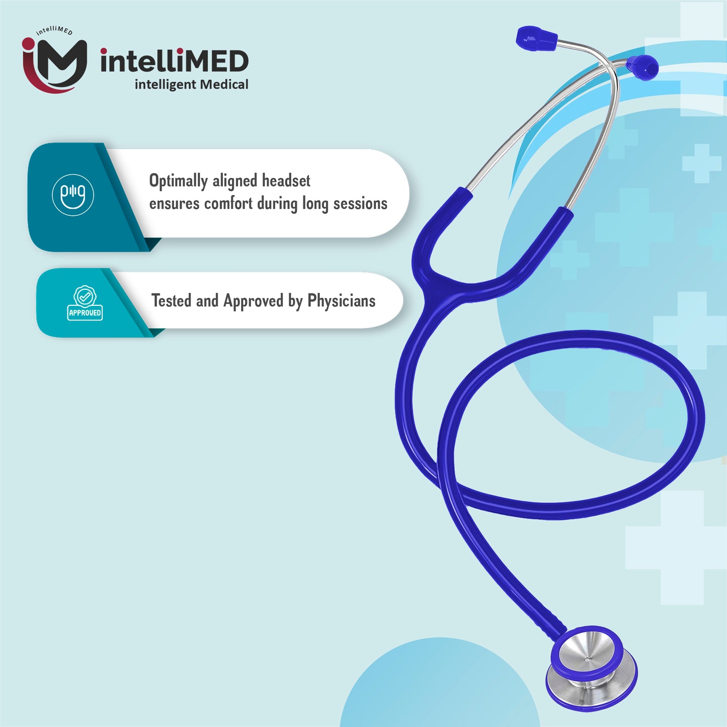 intelliMED Evolv II Stainess Steel Stethoscope with enhanced acoustic Clarity, 1 Year Warranty