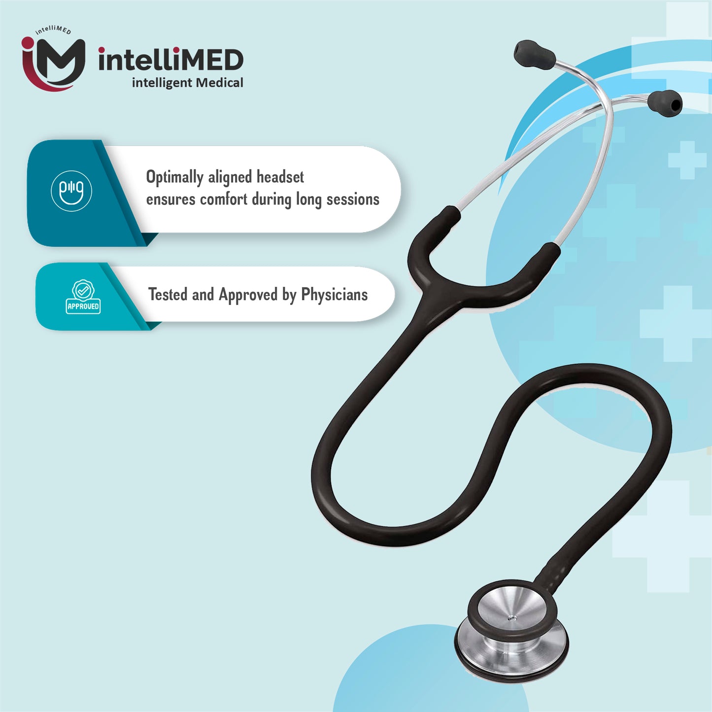 intelliMED Evolv II Stainess Steel Stethoscope with enhanced acoustic Clarity, 1 Year Warranty