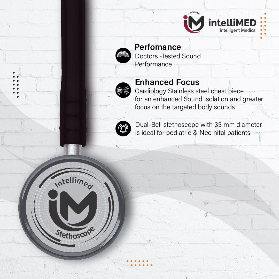intelliMED Ultra Pediatric & Neonatal Stethoscope, Stainless steel dual head stethoscope for Pediatric & Infant, 1 Year Warranty