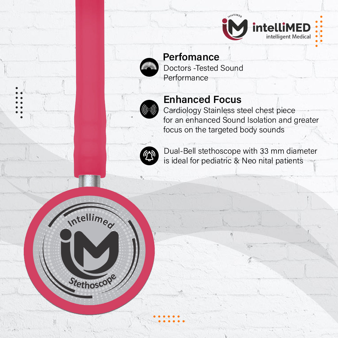 intelliMED Ultra Pediatric & Neonatal Stethoscope, Stainless steel dual head stethoscope for Pediatric & Infant, 1 Year Warranty