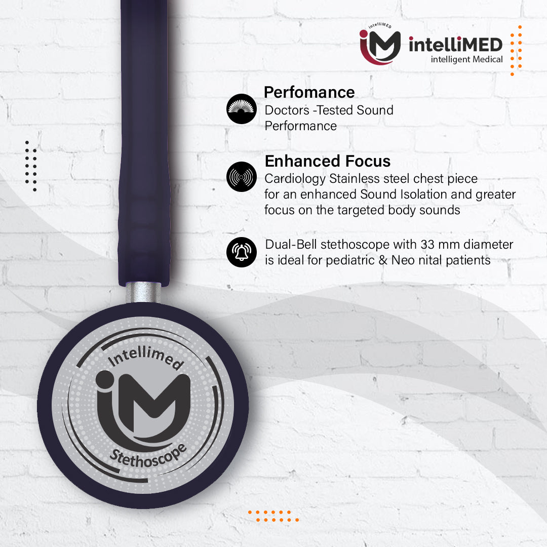 intelliMED Ultra Pediatric & Neonatal Stethoscope, Stainless steel dual head stethoscope for Pediatric & Infant, 1 Year Warranty