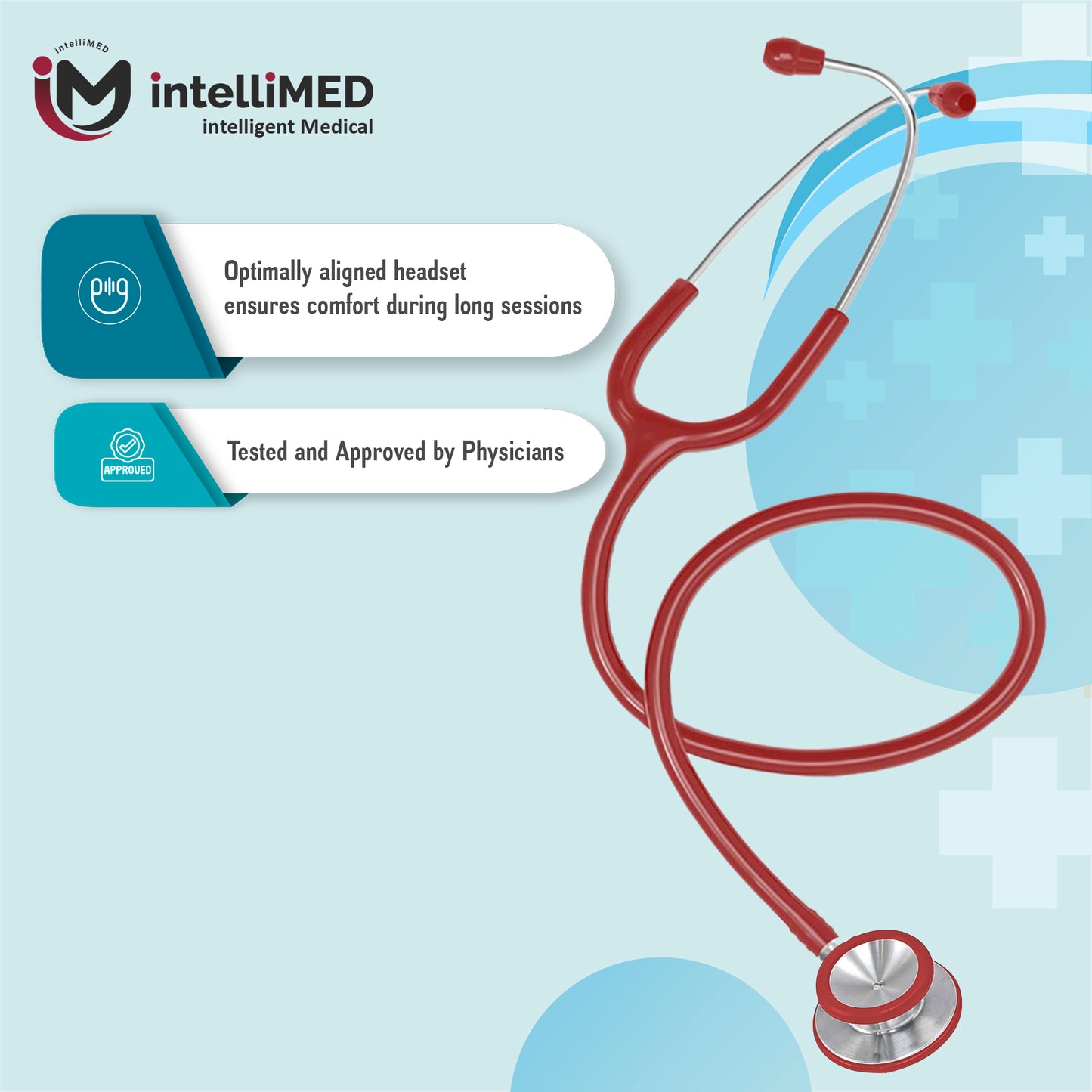intelliMED Evolv II Stainess Steel Stethoscope with enhanced acoustic Clarity, 1 Year Warranty