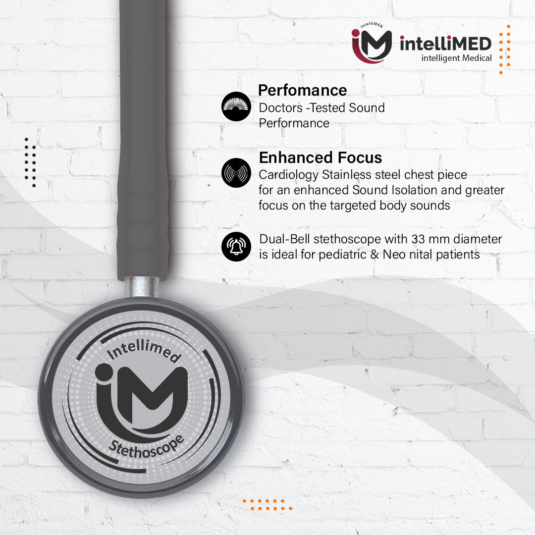 intelliMED Ultra Pediatric & Neonatal Stethoscope, Stainless steel dual head stethoscope for Pediatric & Infant, 1 Year Warranty
