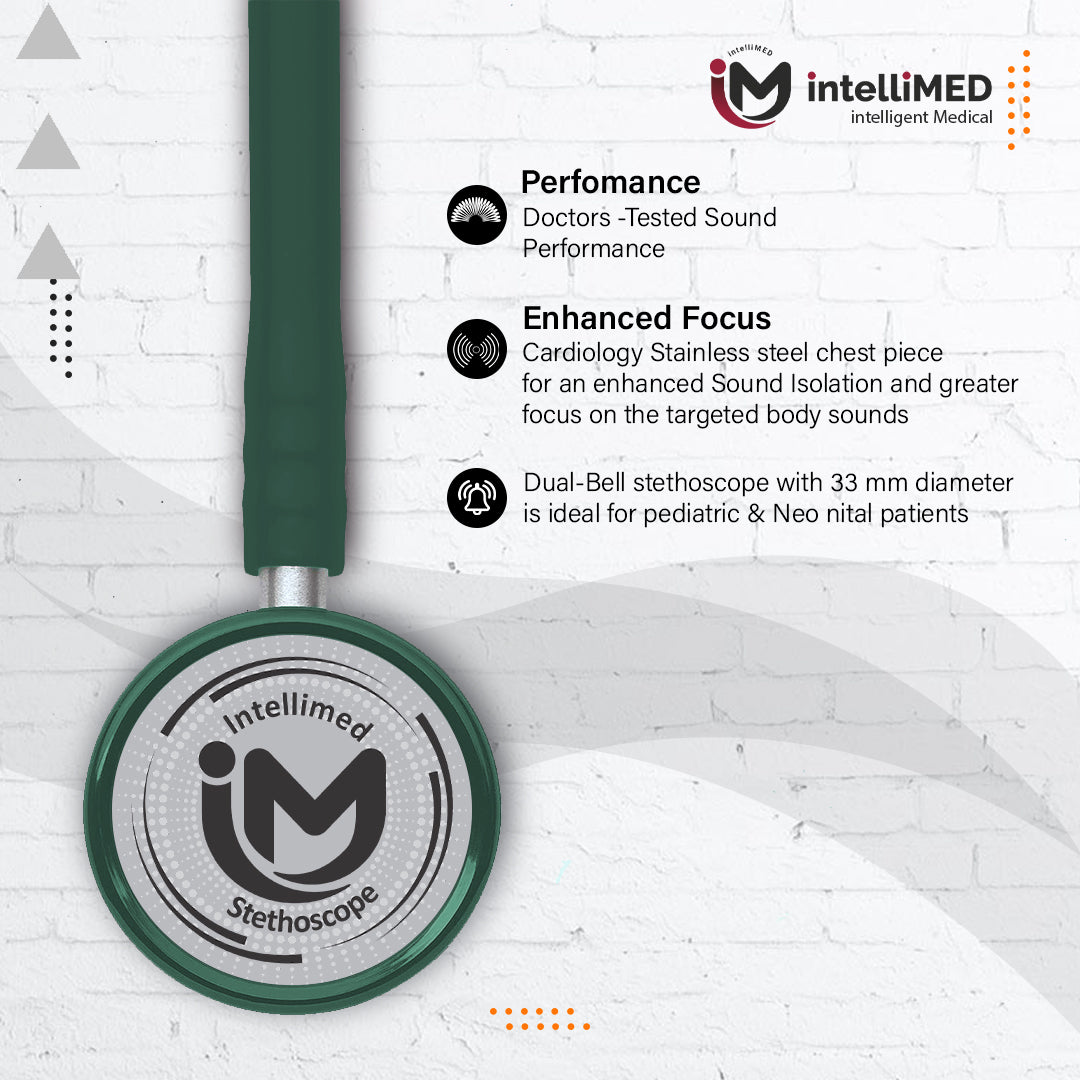 intelliMED Ultra Pediatric & Neonatal Stethoscope, Stainless steel dual head stethoscope for Pediatric & Infant, 1 Year Warranty