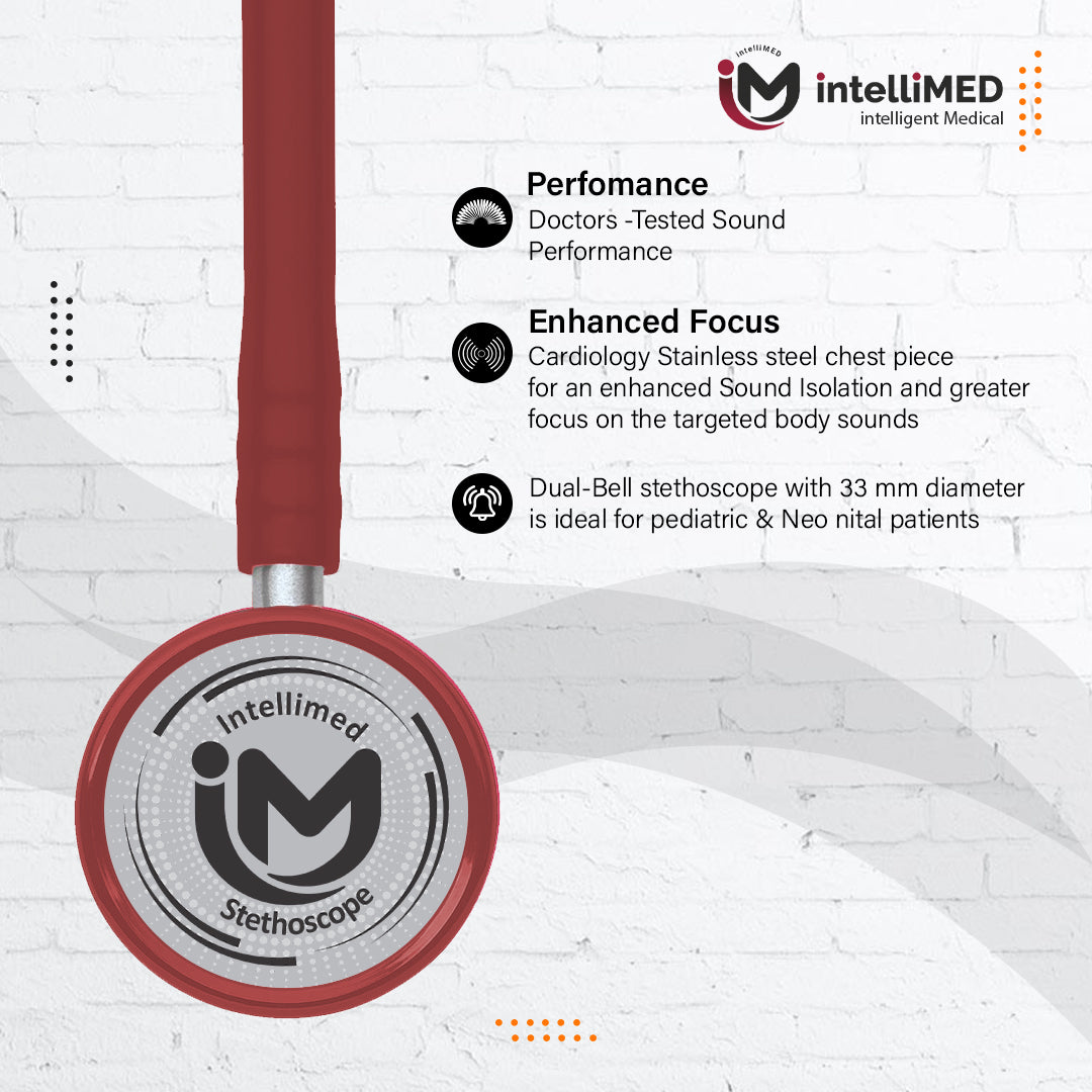 intelliMED Ultra Pediatric & Neonatal Stethoscope, Stainless steel dual head stethoscope for Pediatric & Infant, 1 Year Warranty