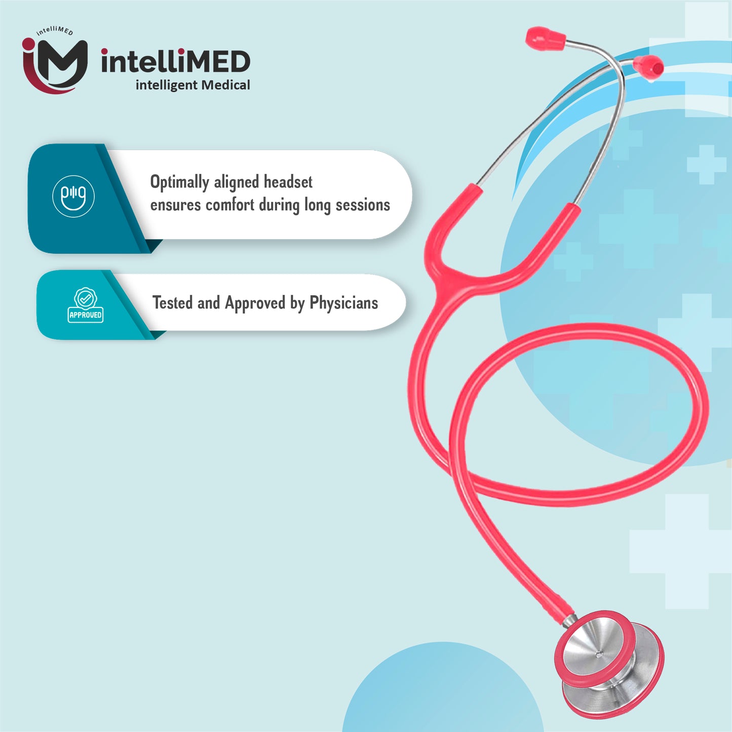 intelliMED Evolv II Stainess Steel Stethoscope with enhanced acoustic Clarity, 1 Year Warranty