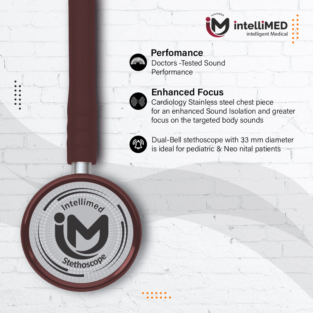 intelliMED Ultra Pediatric & Neonatal Stethoscope, Stainless steel dual head stethoscope for Pediatric & Infant, 1 Year Warranty