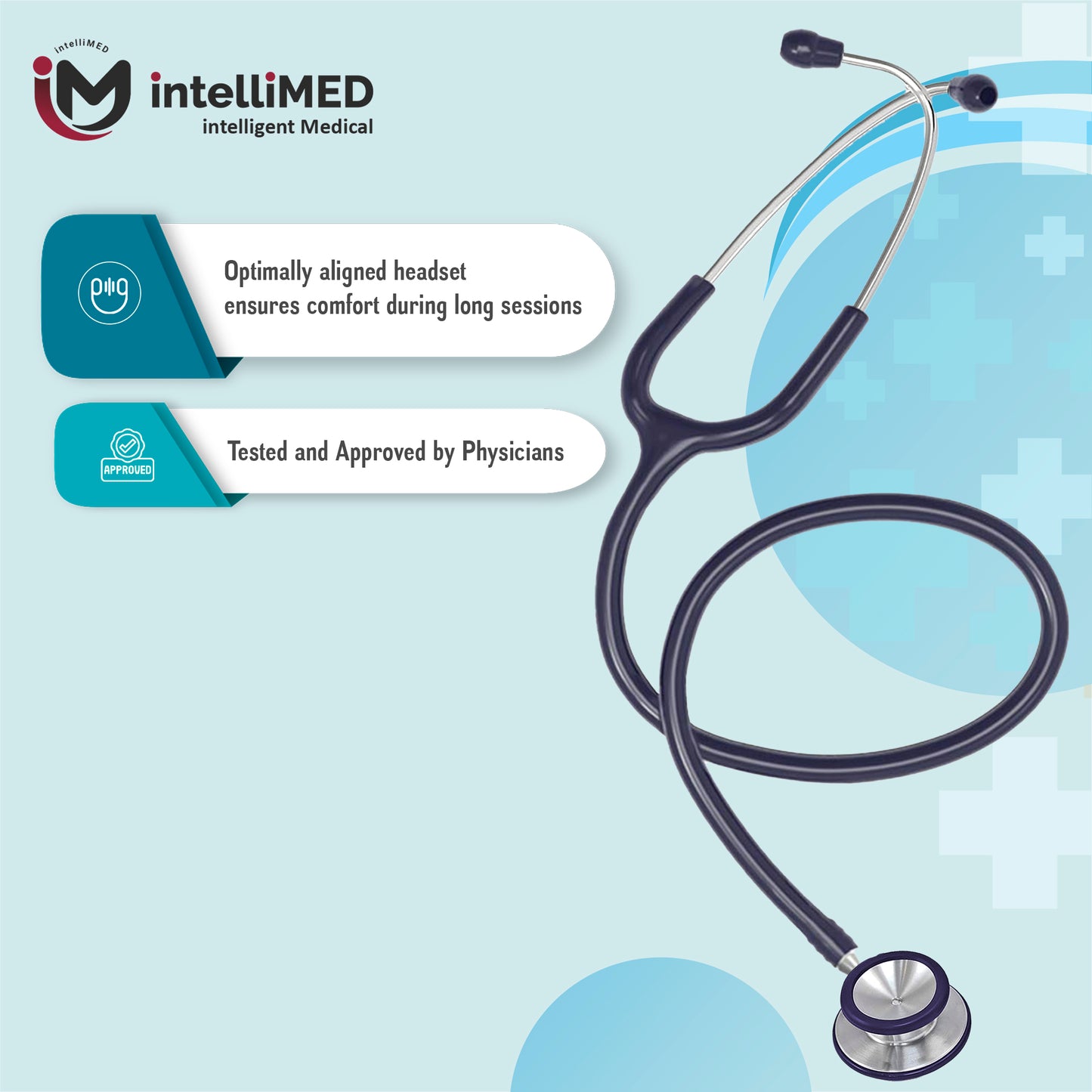intelliMED Evolv II Stainess Steel Stethoscope with enhanced acoustic Clarity, 1 Year Warranty